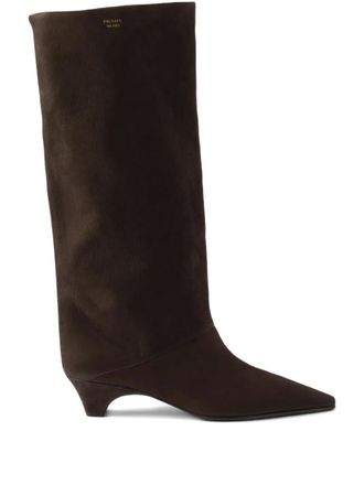 Prada 40mm point-toe leather boots - Brown