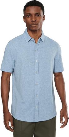 Johnston & Murphy Bennett Short-sleeve Knit Shirt Mens Clothing Light Blue Honeycomb : 3XL, Polyester/Rayon/Spandex