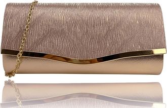 Generic Womens Glitter Envelope Clutch Bag - Elegant Evening & Party Handbag with Long Shoulder Chain, Sparkly Wedding Prom Purse for Ladies (Champagne)