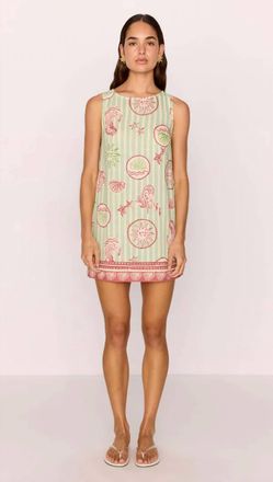 Minkpink Linen Blend Shift Mini Dress In Mermaid Stripe