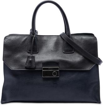 Prada Pre-owned Prada Glace Calf Sound Lock Top Handle Bag Ladies GBPYK1LYMZE3X62T