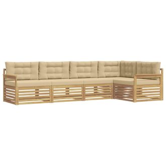vidaXL Conjunto De Sof&aacute;s De Exterior Con Coj&iacute;n 6 Pcs Y Beige Poli&eacute;ster Vidaxl
