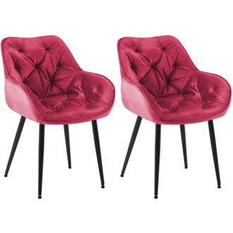 Clp Clp - Set De 2 Sillas De Comedor Tanna En Terciopelo Rojo