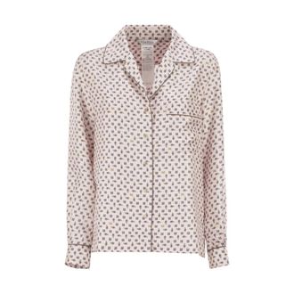 Max Mara Shirts, female, Pink, Size: XS Semi-Fitted Printed Silk Shirt