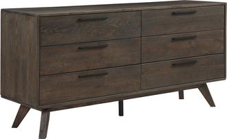 Armen Living Astoria Oak Dresser For Bedroom With 6 Drawers