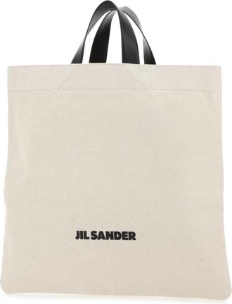 Jil Sander Womens Sand Canvas Tote Beige Cotton Linen Calf