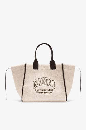 Ganni White Shearling XXL Tote