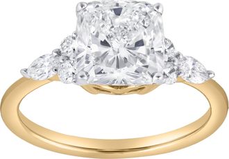 LuvMyJewelry Victoria 14K Gold 2.30 Ct Cushion Lab Grown Diamond Engagement Ring