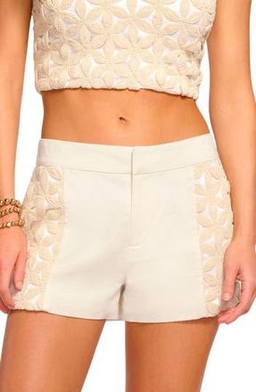 Ramy Brook Erica Floral Stitch Shorts in White/Floral at Nordstrom Rack, Size 8
