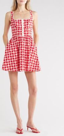 Avec Les Filles Gingham Cherry Fit & Flare Minidress in Cherry Gingham at Nordstrom Rack, Size 10