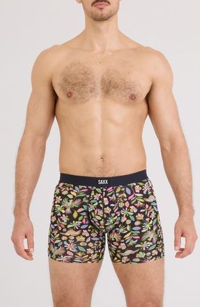 Saxx Vibe Xtra Soft Comfort Boxer Briefs in Amate Garden-Black at Nordstrom, Size Xx-Large