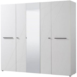 Dmora Guardaroba Grande Martano, Armadio Camera da Letto Appendiabiti, 6 Ripiani, 9 Vani, 223.5x206h cm Bianco Opaco