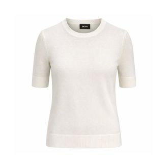 HUGO BOSS Hugo, Round-neck Knitwear, female, White, Size: XL 50544996 Round-neck Knitwear
