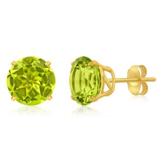 MAX + STONE 14k Yellow Gold 9mm Round Cut Gemstone Stud Earrings