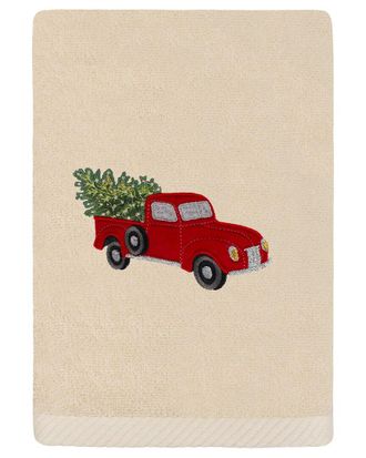 Linum Home Textiles Christmas Truck - Embroidered Luxury Turkish Cotton Hand Towel