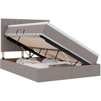 vidaXL Storage Bed with Mattress Taupe 140 x 200 cm Polyester vidaXL