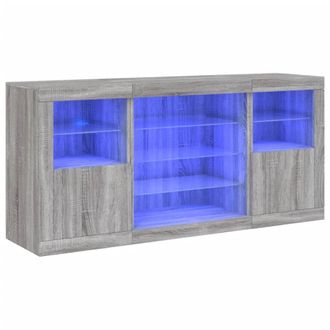 Berkfield Home Sideboard with LED Lights Grey Sonoma 142.5x37x67 cm
