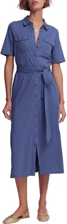Boden Mavis Cotton Blend Shirtdress in Denim Blue at Nordstrom, Size 10