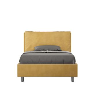 ITYhome Letto Una Piazza E Mezza Rivestito In Microfibra Con Cuscini Xl - Antea Large - Colore: Ocra - Tipologia Letto: Senza Rete - Dimensione Rete: 120x210