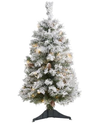 Nearly Natural 3ft Flocked White River Mountain Pine Artificial Christmas Tree