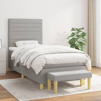 vidaXL Cama Box Spring Con Colch&oacute;n Tela Gris Claro 80x200 Cm Vidaxl