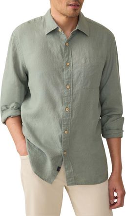 Faherty Laguna Linen Button-Up Shirt in Fairfield Dobby at Nordstrom Rack, Size Xx-Large