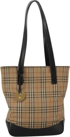 Burberry Pre-owned Tote Bags, female, Beige, Size: ONE SIZE Pre-owned Vintage Check Canvas Tote Bag