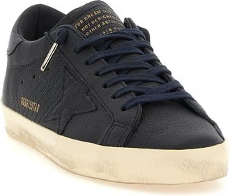 Golden Goose Mens Blue Cowhide Low Top Sneakers