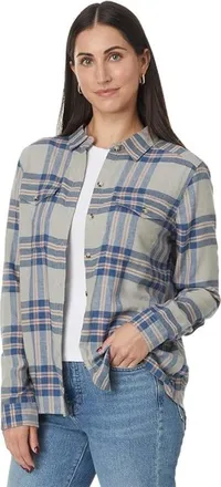 Toad & Co Toad & Co Re-Form Flannel Shirt Womens Basalt Lg Scale Button-Up GBO1737
