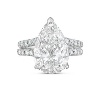 Diana M. Jewels 14kt white gold 2ct lab grown pear diamond Micropav&eacute; Split Shank Ring