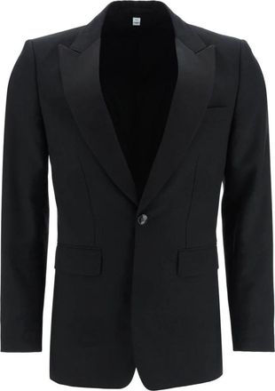 Burberry Jacquard Details Smokingjasje - Heren - Business blazers - Zwart - XL - Katoen - Kostuums