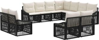 vidaXL Conjunto De Sof&aacute;s De Jard&iacute;n 11 Uds. Negro Rat&aacute;n Sint&eacute;tico Vidaxl