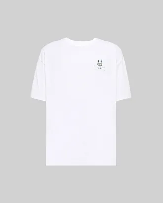 Psycho Bunny Mens Indigo Oversized Fit Tee 100 WHITE / S