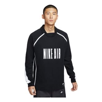 Nike Air Long Sleeve Soccer T-Shirt Asia Sizing Black White HV1321-010