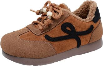 Generic Women Winter Cotton Padded and Fleece Lined Non Slip Snow Boots Warm and Frost Resistant Casual Sports Ankle Boots (Khaki,5.5)