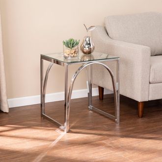 SEI Stevenly Square Glass Top End Table