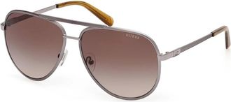 Guess Aviator gestreepte metalen zonnebril - Heren - Zonnebrillen - Grijs - ONE Size - Accessoires
