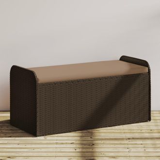 vidaXL Vidaxl - Banco De Almacenaje Y Coj&iacute;n Rat&aacute;n Sint&eacute;tico Marr&oacute;n 115x51x52 Cm