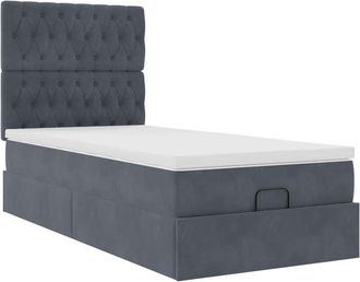 vidaXL Estructura Cama Otomana Colchones Terciopelo Gris Oscuro Vidaxl