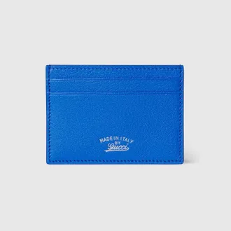 Gucci Lira Card Case, Blue, Leather