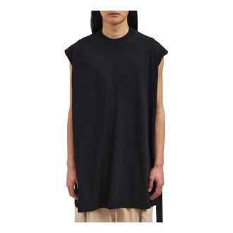 Rick Owens Sleeveless Tops, male, Black, Size: L Tarp T