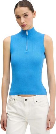 Karl Lagerfeld Top - Dames - Tops zonder mouwen - Blauw - M - Katoen - Tops
