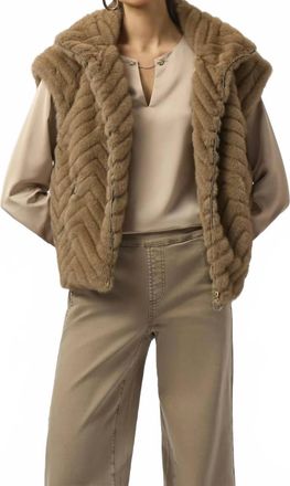 Joseph Ribkoff Faux Fur Vest In Light Brown