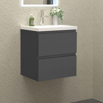 Sky Wall Hung Bathroom Vanity Unit with Basin Storage Cabinets Flat Pack - 500mm Matt Grey