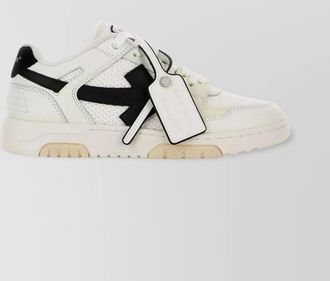 Off-white two-tone leather and polyester sneakers