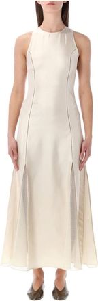 Loulou Studio Iraka Lange Jurk - Dames - Maxi kleedjes - Wit - S - Polyester - Kleedjes