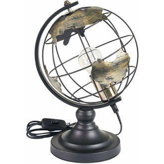 Decorspace Decor Space - Mappamondo portalampada con piedistallo in metallo decorazione moderna h 35 cm