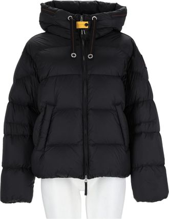 Parajumpers Black Cropped Hooded Accent Nylon Down Jacket