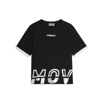Freddy T-shirt con stampa MOV perlata e dettagli a contrasto