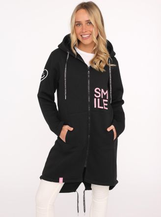 Zwillingsherz Jerseymantel ZWILLINGSHERZ Alissa, Damen, Gr. L/XL (L/XL), schwarz, Sweatware, Obermaterial: 50% Baumwolle, 50% Polyester, unifarben mit Farbeinsatz, 